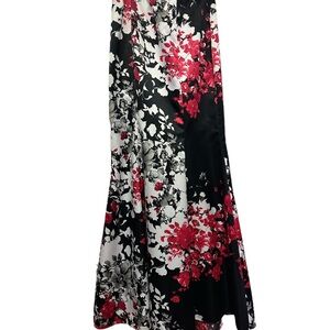 Floral Black and Red Maxi Skirt